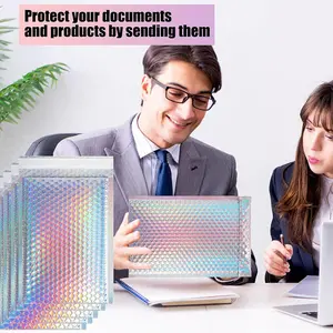 30 Pcs Metallic Bubble Mailer, Waterproof Self Seal Adhesive Shipping Bags,Foil Glitter Glamour Shipping Mailer,Holographic Cushion Envelopes for Mailing,Small Business