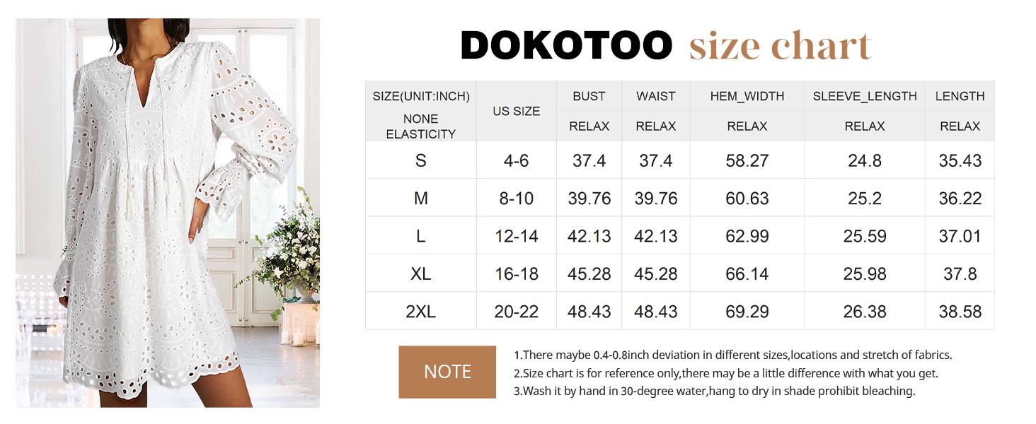 Dokotoo Womens 2026 Boho Dress Tassel V Neck Long Sleeve A Line Casual Hollow Out Lace Ruffle Party Dresses