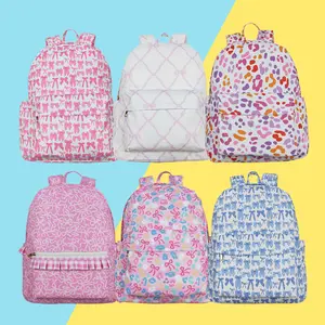 Kids' 13.5''x17''x5'' Unisex Preppy Street Charm Coquette Print Backpack, Waterproof Book Bag with Adjustable Straps for Back to School, Outdoor Activities