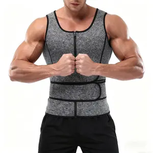Men Sauna Zipper Waist Trainer Vest Tank Top Trimmer Body Shaper  Gym & Exercise Compression Workout Top Strength Training Vests Fitness Sport Outfits
