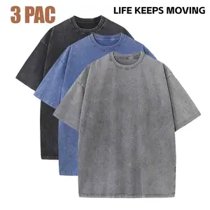 LIFE KEEPS MOVING Spring Heavyweight Acid-Wash Vintage T-Shirt, 3-Pack — Premium heavyweight pure cotton fabric that’s soft, skin-friendly, breathable, and won’t feel stuffy when you sweat; relaxed drop-shoulder fit that flatters all body types; vintage a