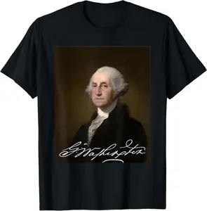 George Washington 1st President of the United States July 4 T-Shirt Pure Cotton Graphic Tees Menswear Top: Gifts for Men & Women