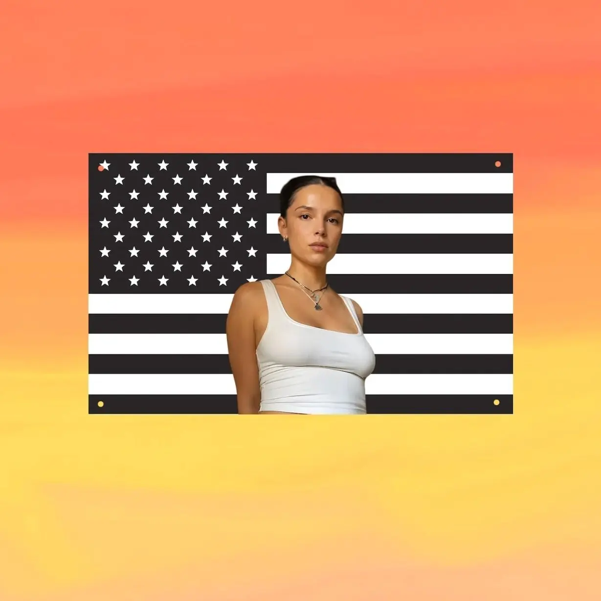 Inde Navarrette Black US Wall Tapestry Flag, Celebrity Wall Art, Actress Bedroom Decor, Hollywood Fan Banner