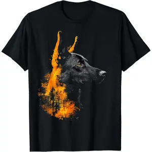 100% Cotton Belgian Malinois Dog Motif Pet Illustration Belgian Malinois T-Shirt