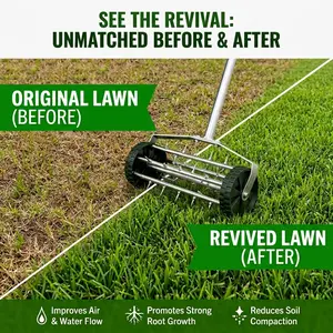 Heavy Duty Lawn Aerator Roller Tool Kit – Fast Lawn Repair Accessory with Grass Trimmer Handle and Grass Trimmer Head, Lawn Aeration, Lawn Equipment Accessories