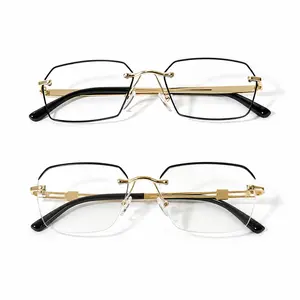 2 Pack +2.00 Diopters Non-Prescription Reading Glasses, Blue Light Blocking, Photochromic, Lightweight Black Gold Eyewear Frames