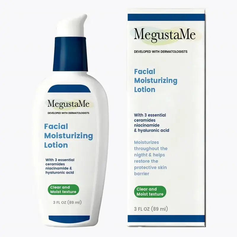 Moisturizing Lotion with Ceramides, Niacinamide & Hyaluronic Acid – Overnight Hydration, Supports Barrier, Non-Greasy, 3 Fl Oz, MegustaMe