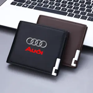 Men's PU Leather Car Short Wallet Purse, Card Holder & License Pocket, High-Quality Design for Audi Models, Essential Accessory