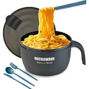 Large Ramen Bowl, Ramen Noodle Bowls Microwavable 45 oz, Ramen Cooker, Microwave Pasta Cooker, Ramen Bowl Microwave  for College Boys Girls Male Female Dorm Room (black)