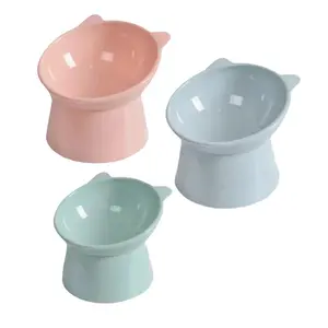 Elevated Tilted Ceramic Cat Bowl, Non-Slip Pet Bowl with Detachable Stand, Neck-Protecting Slanted Design, Anti-Choke & Anti-Spill, Food-Grade Safe & Durable, Ideal for Cats, Dogs, Kittens, Puppies, Rabbits, Indoor, Outdoor & Travel Use