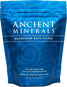 Ancient Minerals Magnesium Bath Flakes of Pure Genuine Zechstein Chloride - Resealable Magnesium Supplement Bag that Will Outperform Leading Epsom Salts 1.65 lbs