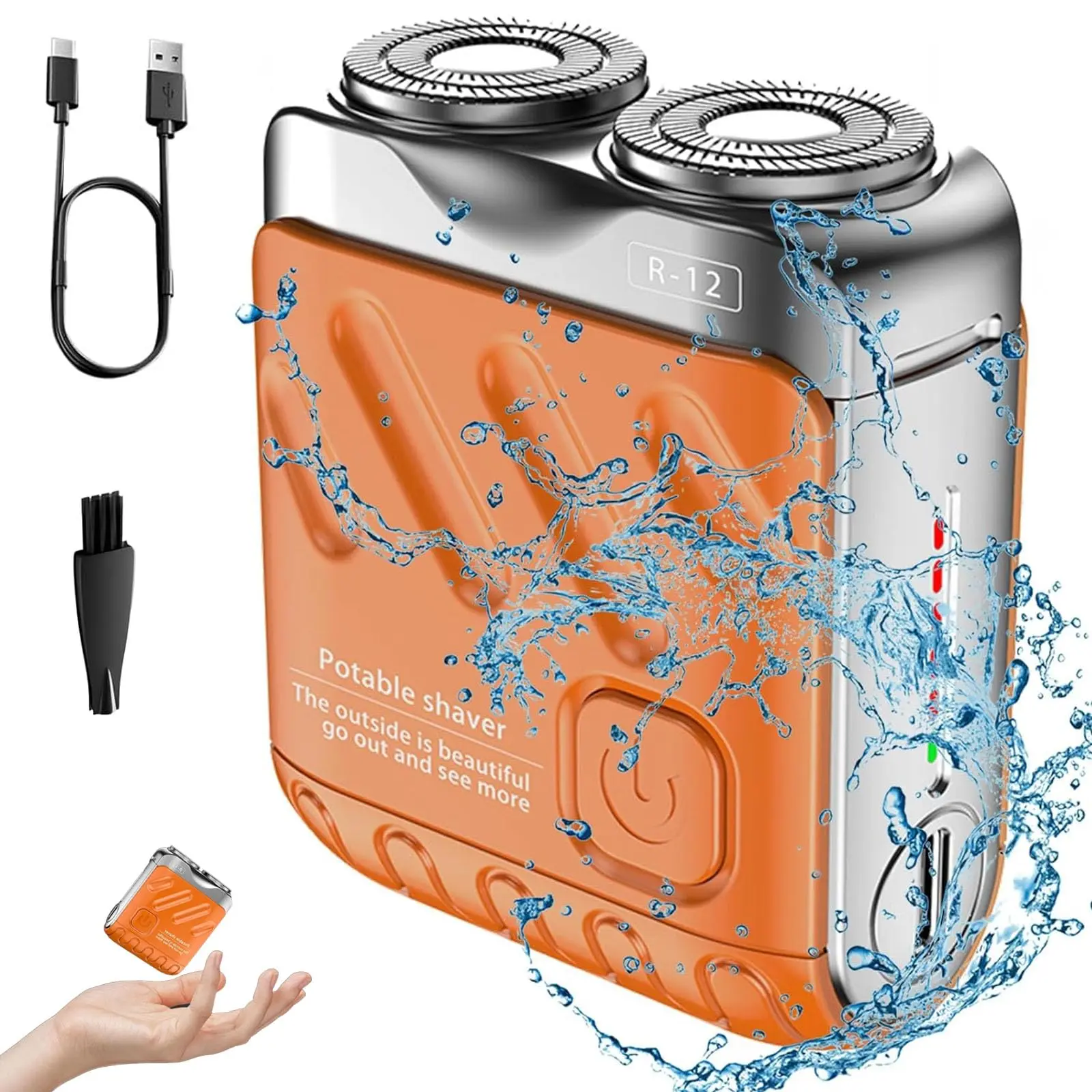 Top-Selling Men's Lightweight Smooth Mini Electric Shaver - Magnetic Dual Blades Curved Blade Mesh Waterproof Hygienic Travel Shaver Skin-Friendly Washable Razors Rechargeable Head Shaver