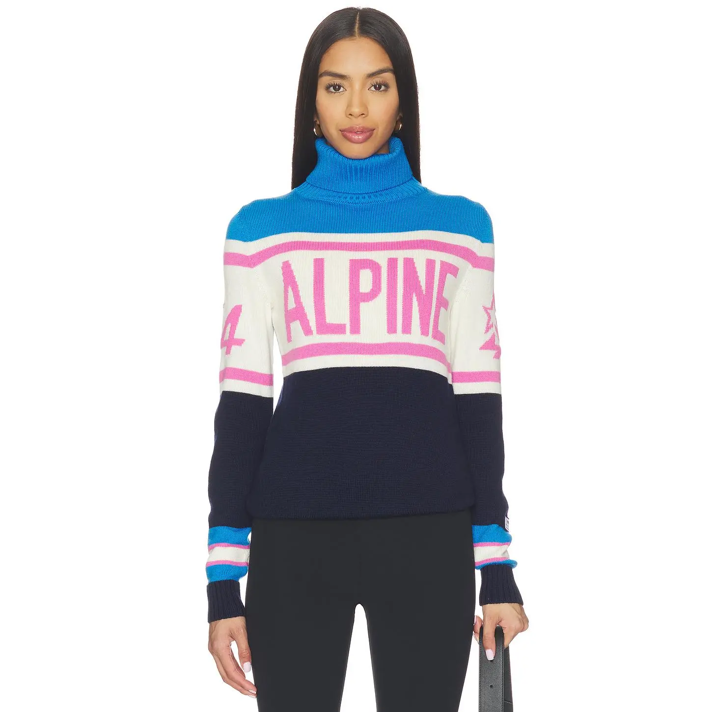 Perfect Moment Womens Alpine Sweater in Liquid Blue & Dark Blue