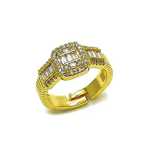 Gold filled multi stone ring, baguette and cluster (One size fits all)