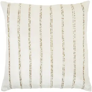 HomeRoots 385984 Glam Ivory & Gold Accent Throw Pillow with Beaded Details, Chic Standard Pillow, Chic Standard Pillows