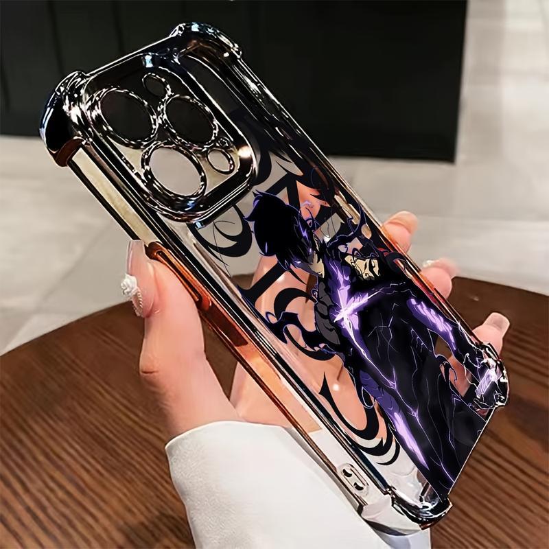 Solo Leveling Anime-Themed Protective Phone Case Compatible with iPhone 17/16/15/14/13/12/11 Pro Max/Plus, Featuring a Transparent Soft Back Design to Prevent Damage.