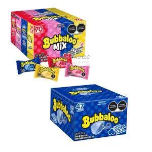 Bubbaloo Mix 4-Flavor (70 Pieces) and Morra Azul (47 Pieces) Liquid-Filled Center Bubble Gum, Mexican Candy, Dulces Mexicanos, Flavors Fresa, Mora Azul, Banana, and Tutti Frutti
