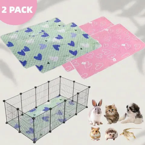 2-Pack Reusable Pet Cage Mat Set, Durable Washable Nylon Mats 27x19 Inches, Ideal for Small Pets, Kitten & Animals, Easy Clean Comfort Beds
