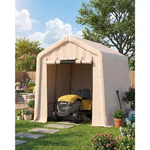 Portable Outdoor Storage Outdoor Storage Unit 7*10FT – Heavy Duty Waterproof PE Tarp, Roll-Up Door & Vent, UV-Resistant Shelter for Motorcycle, Firewood, Carport Garage Canopy