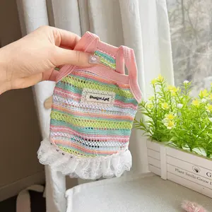 New Spring Summer Hollow Out Woven Strap Dress for Dogs & Cats, Breathable Thin Clothing in Multiple Colors for Bichon, Teddy