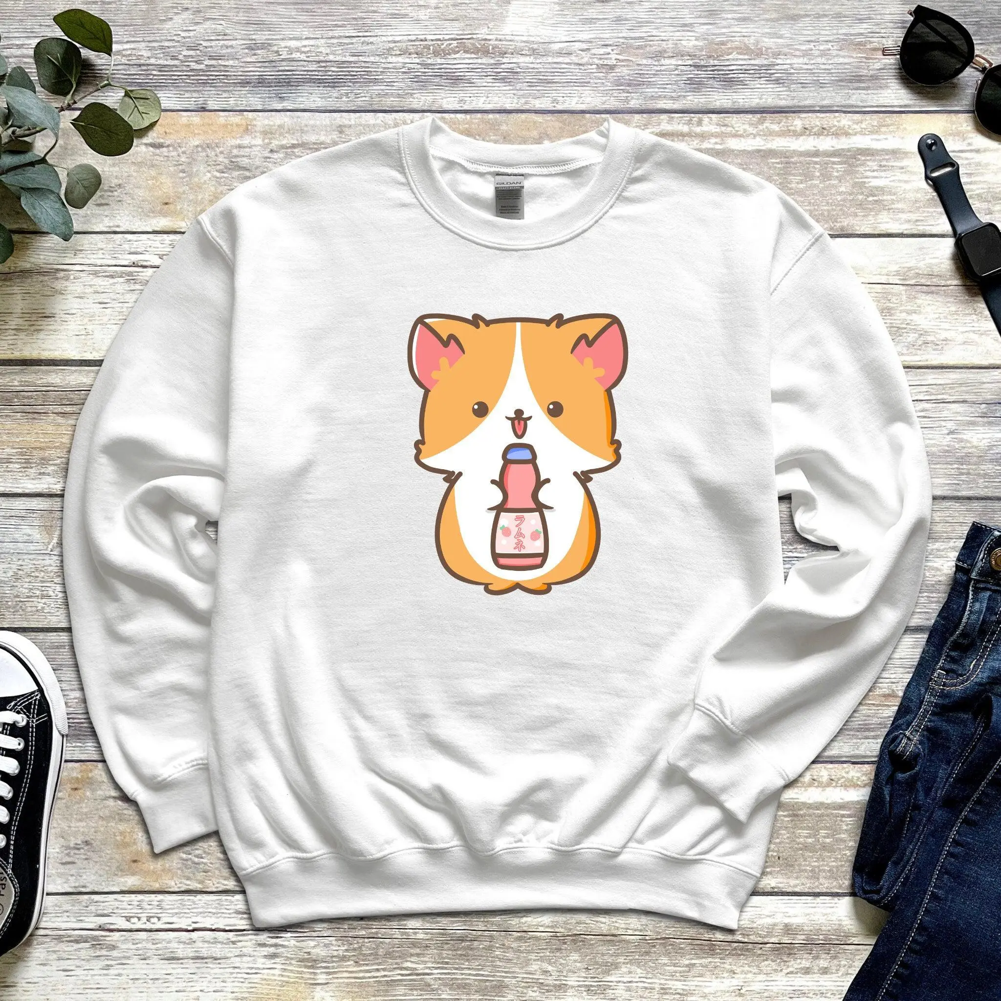 Ichigo Korgi  Unisex Sweatshirt - Cute Japanese Corgi Dog Ramune Soda Kawaii Design