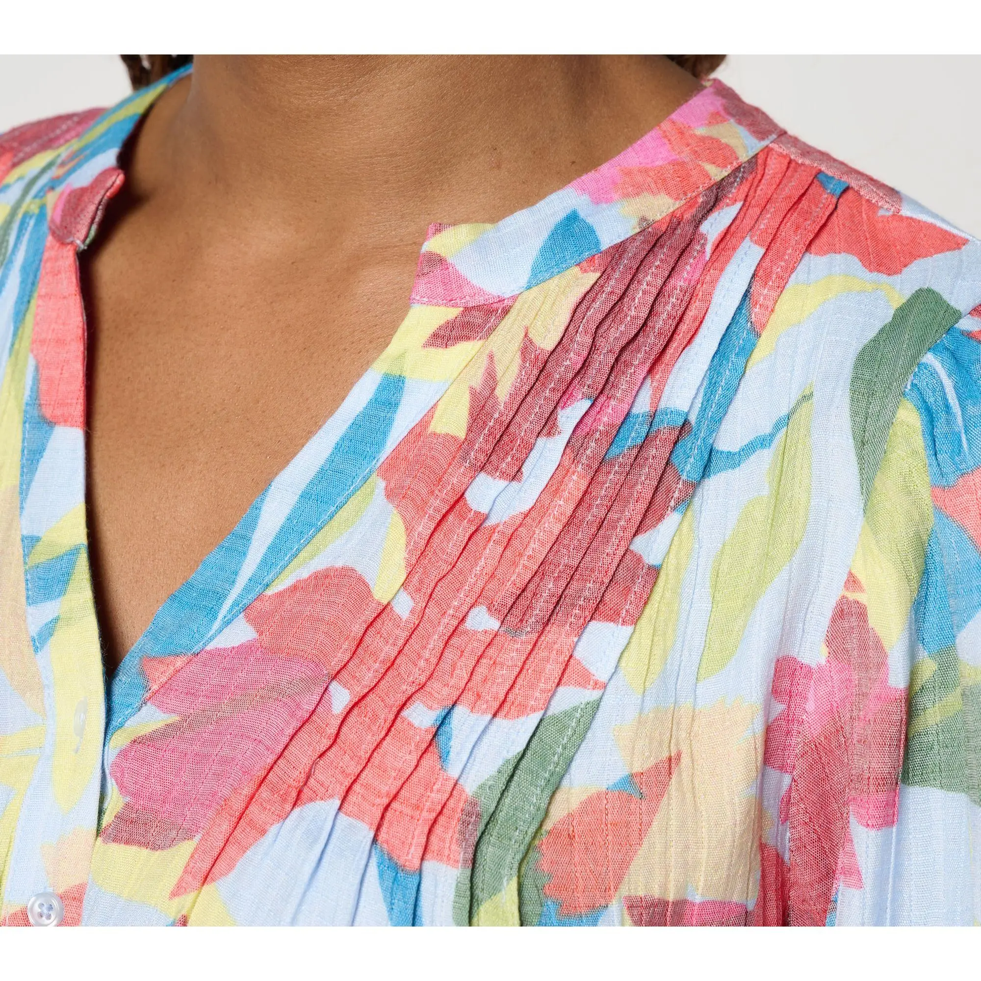 nicole by Nicole Miller Sally Pucker Split Neck Blouse
