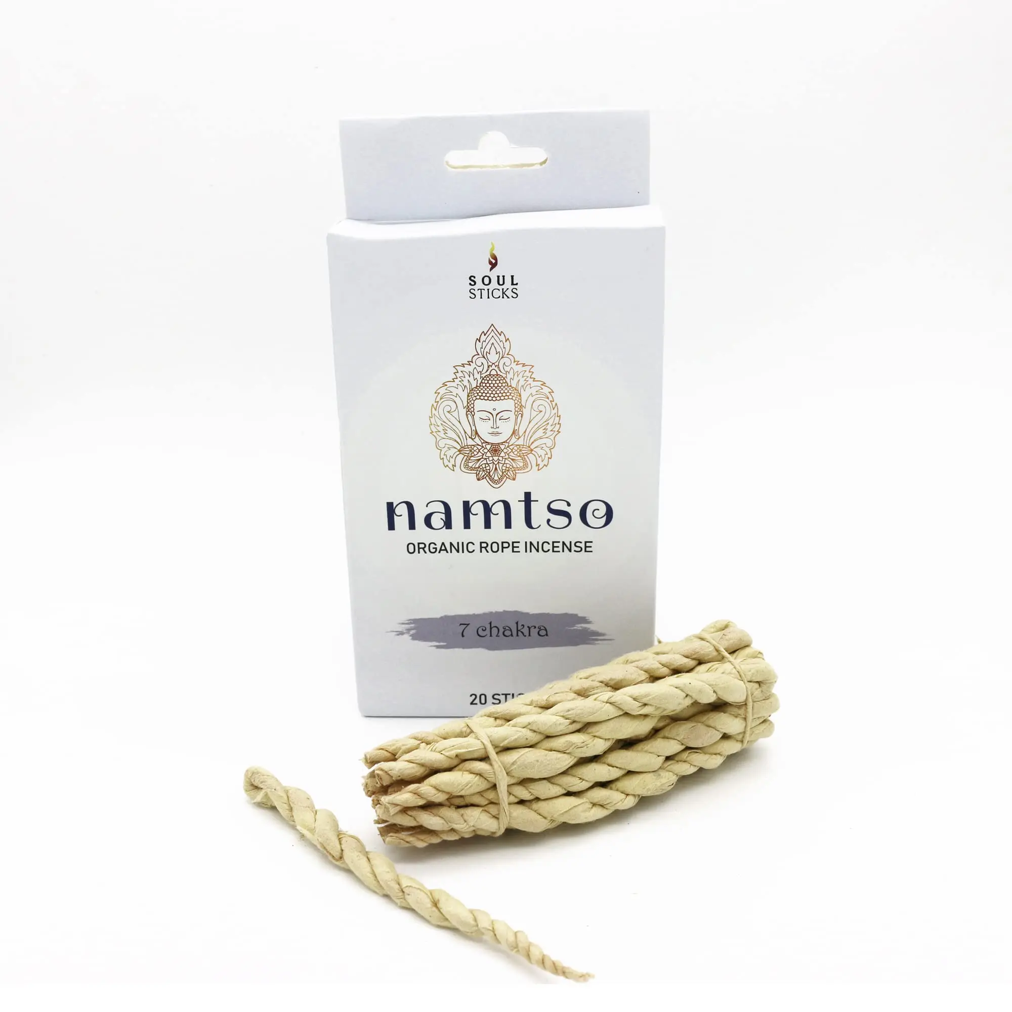 Namtso Tibetan Handmade Rope Incense 20 Sticks Handrolled Himalayan Lokta Paper Incense 4 Inch (White Sage)
