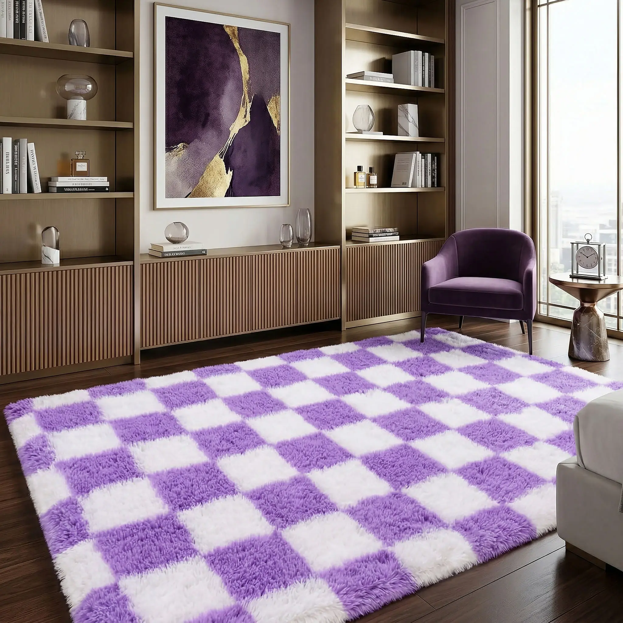Rugs for Living Room Fluffy Long Pile Rug Soft Luxury Fuzzy Carpet, Upgrade Non Slip Anti-Fade, Soft-Touch, Shaggy Floor Carpet For Living Room, Bedroom, Home Decor, Room Decor, Accent Fluffy Rug, Floor Covering, And More