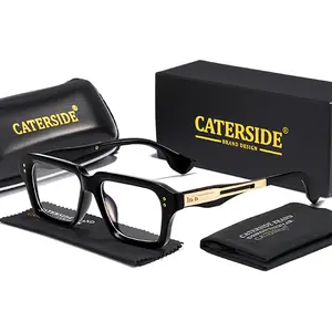 CATERSIDE Vintage Men's Eyeglass Frames Classic Square Thick Frame Unisex Anti Blue Light for Travel Beach Wedding Party Ideal Gift Choice