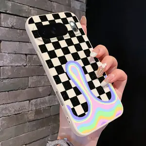 Checkered Dreamscape Pattern Rounded Edge Phone Case for Google Pixel 10 9 XL 8 7 Pro A Shockproof Drop Protection Rugged Durable Liquid Silicone Cover Cellphone Protective