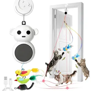 Interactive Cat Toys for Indoor Cats: 2 in 1 Laser Pointer Cat Toy with Automatic Flying Bird & Mouse Wand, Smart Motion Mode Adjustable Speed, USB Rechargeable Safe for Bored Kittens and Adult Cats