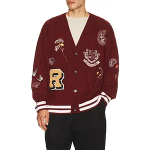 Ryoko Rain Cable Knit Cardigan in Red