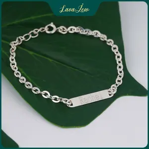 LavaJewelry, Baby Name Bar Bracelet, 925 Sterling Silver, Silver Bracelet for Baby