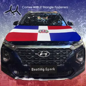 Limited Sale Dominican Republic Car Hood Flag 5x4ft  With 2 Triangle Fasteners, Perfect for Dominican Day Parade
