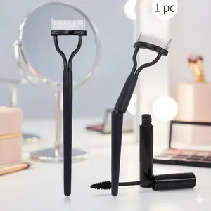 Foldable Eyelash Curler Brow Brush Applicator, Non-Slip Handle, Portable Travel Beauty Tool, Precise Makeup Assistant