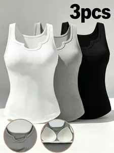 Three-Piece Set Strapless Removable Pads Vest for Women, Inner Wear Outerwear Short Sleeve Spring Summer Top, Lingerie Style