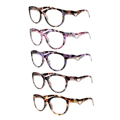 DEAAOK 5-Pack Fashion Reading Glasses Blue Light Glasses for Women with Spring Hinge  Classic Elegant Artistic Eyeglasses
