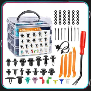 725 Push-On Retainer Clips and Snap Fasteners, Bumper Clips, Plastic Rivets, Racks and Pinions, 16 Common Sizes of Nylon Bumper and Fender Rivets, 10 Cable Ties, and A Fastener Remover for Toyota