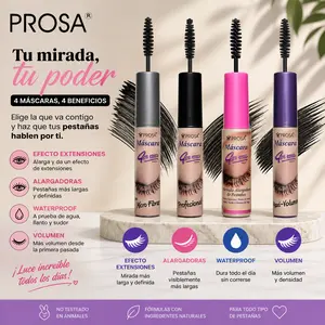 Prosa Viral 4 Pack 4 in 1 Mascara Collection Professional Silicone Brush for Natural Lash Definition Longer Length Waterproof Aloe Vera Jojoba Wheat Germ - Water Proof