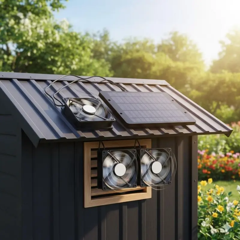 Solar Dual Fan Ventilation System, Weatherproof & Quiet, Solar Powered No Electricity Required, Cooling Device Exhaust Ventilation Fan for Greenhouse, Coop, Shed and Warehouse