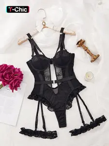 Loungewear set-Women's Sexy Lace Shaping Bodysuit with Underwire Support, Backless Design, Adjustable Straps, Comfortable & Stylish for All Seasons, Shapewear Lingerie