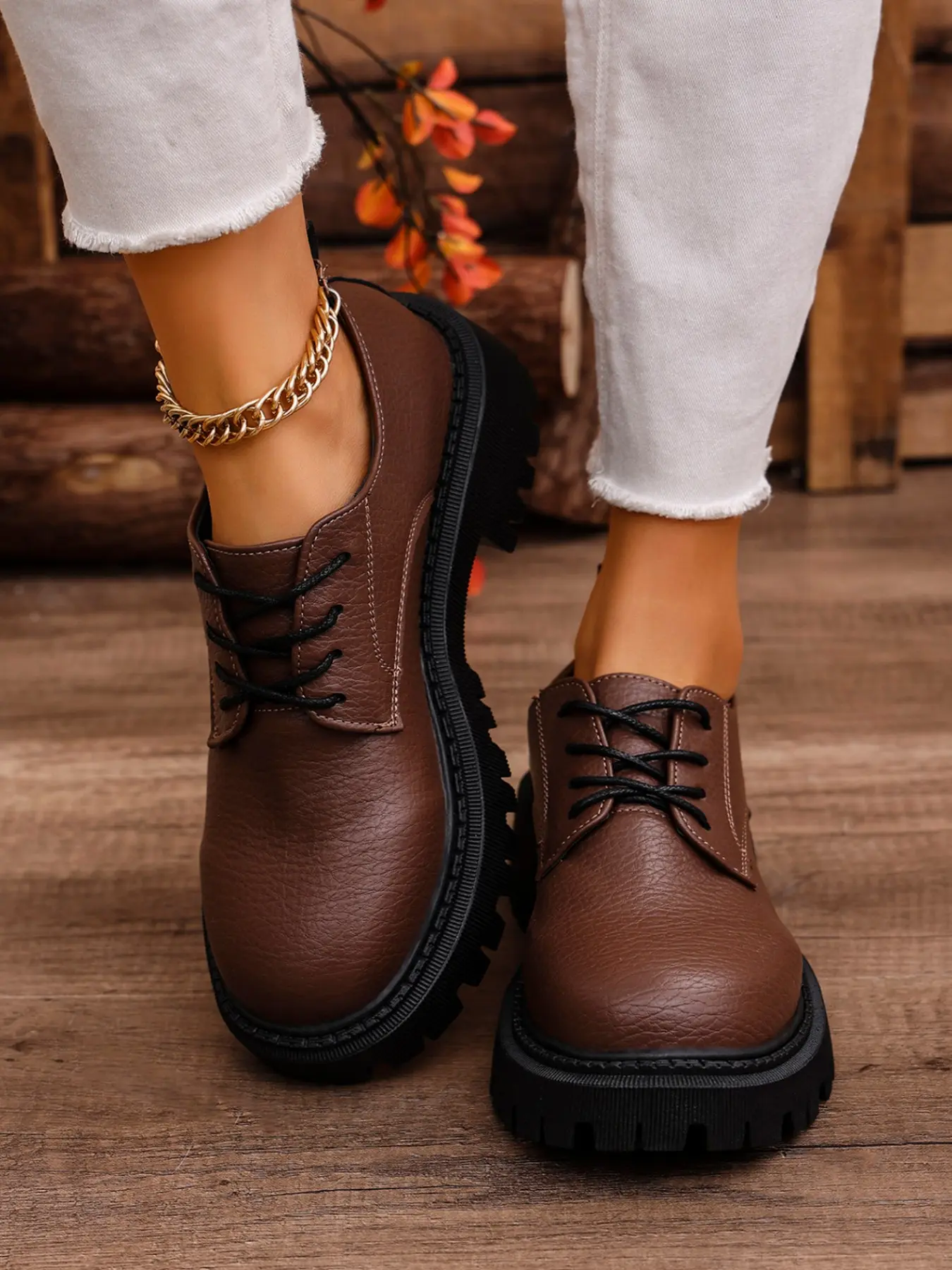 Women's Casual Round Toe Lace-Up Thick Sole Shoes, All-Season Simple Design  Elegant Walking Flats, Campus & Business Style, Office Shoes - TikTok Shop