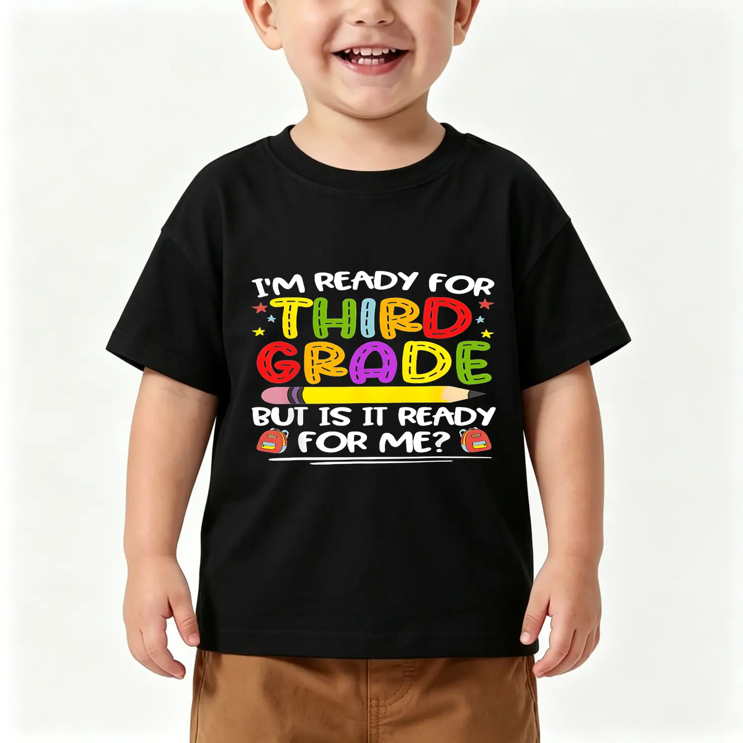 Kids' Cotton Back to School T-Shirt - Durable Short Sleeve, Round Neck, Plus Sizes, 3rd Grade Ready Tops for School, Casual Apparel Perfect for Gifting (Boys & Girls)