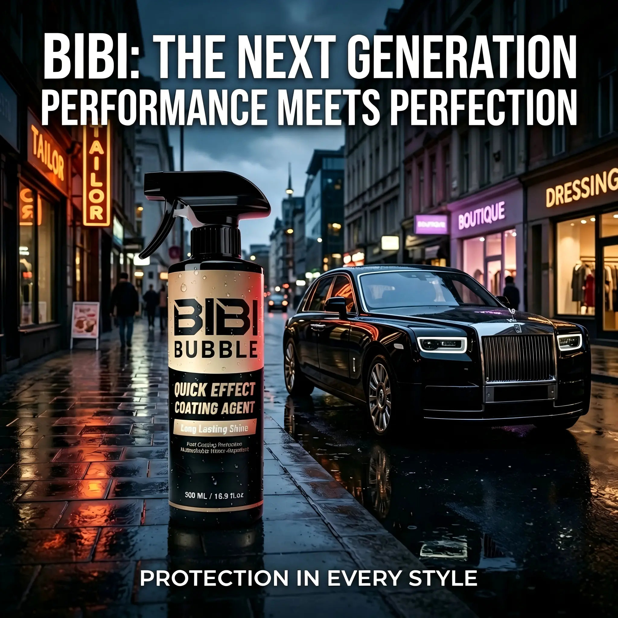 BIBI-BUBBLE Quick Nano Ceramic Coating Agent 500ML | Ultimate Hydrophobic Water Repellent Spray | High-Gloss Mirror Shine Paint Restorer | Game-Changer Car Paint Restorer|Make Your Car Look Brand New!
