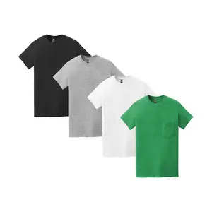 Gildan Heavy Cotton Unisex Pocket T-Shirts for Women & Men, Multi Pack Crew Neck Bulk Undershirts - 12 Different Colors Pocket Tees
