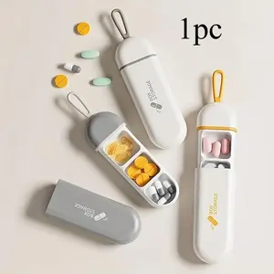 1pc  Unit Mini Portable Small Pill Box, Carry-on Pill Box, Three Compartment Organizer Boxes, Travel Pill Drug Dispenser Boxes, Medicine Organizer