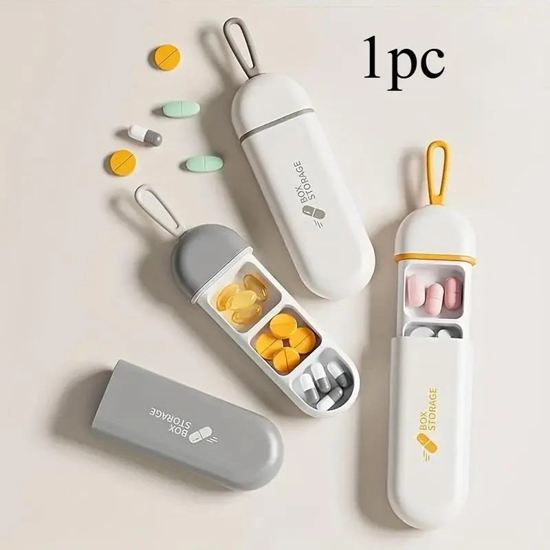 1pc  Unit Mini Portable Small Pill Box, Carry-on Pill Box, Three Compartment Organizer Boxes, Travel Pill Drug Dispenser Boxes, Medicine Organizer