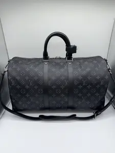 Pre-owned Louis Vuitton Coated Canvas Travel Bags Monogram Eclipse Keepall 45 Bandouliere
