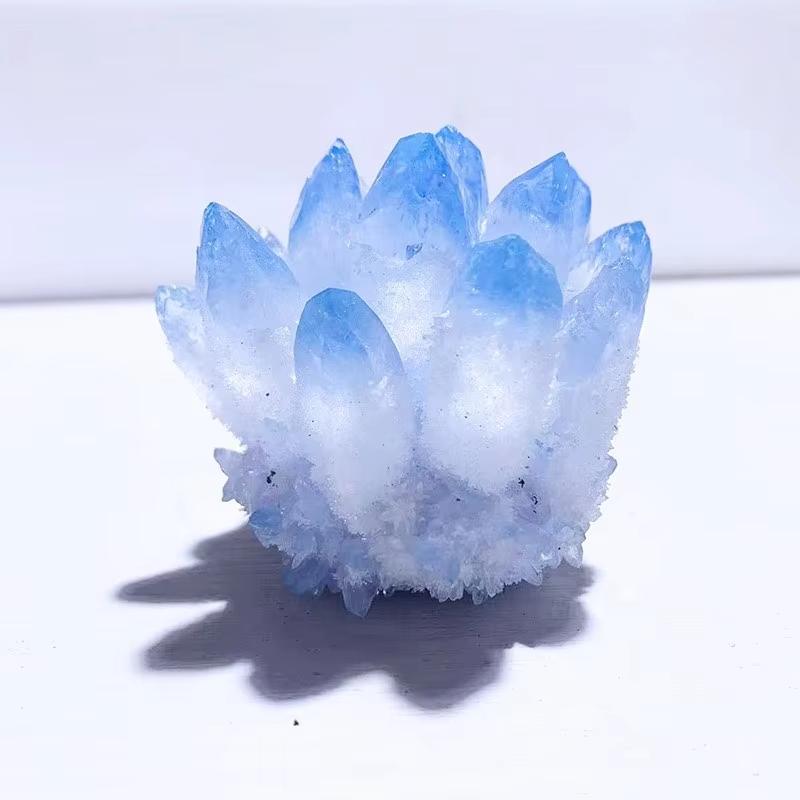Geodora Natural High-Quality Blue Crystal Cluster Flower Mineral Specimen with Random Shape, Home Decor Statue for Office Desk & Wine Cabinet, Holiday Gift Ideas for Crystal Enthusiasts
