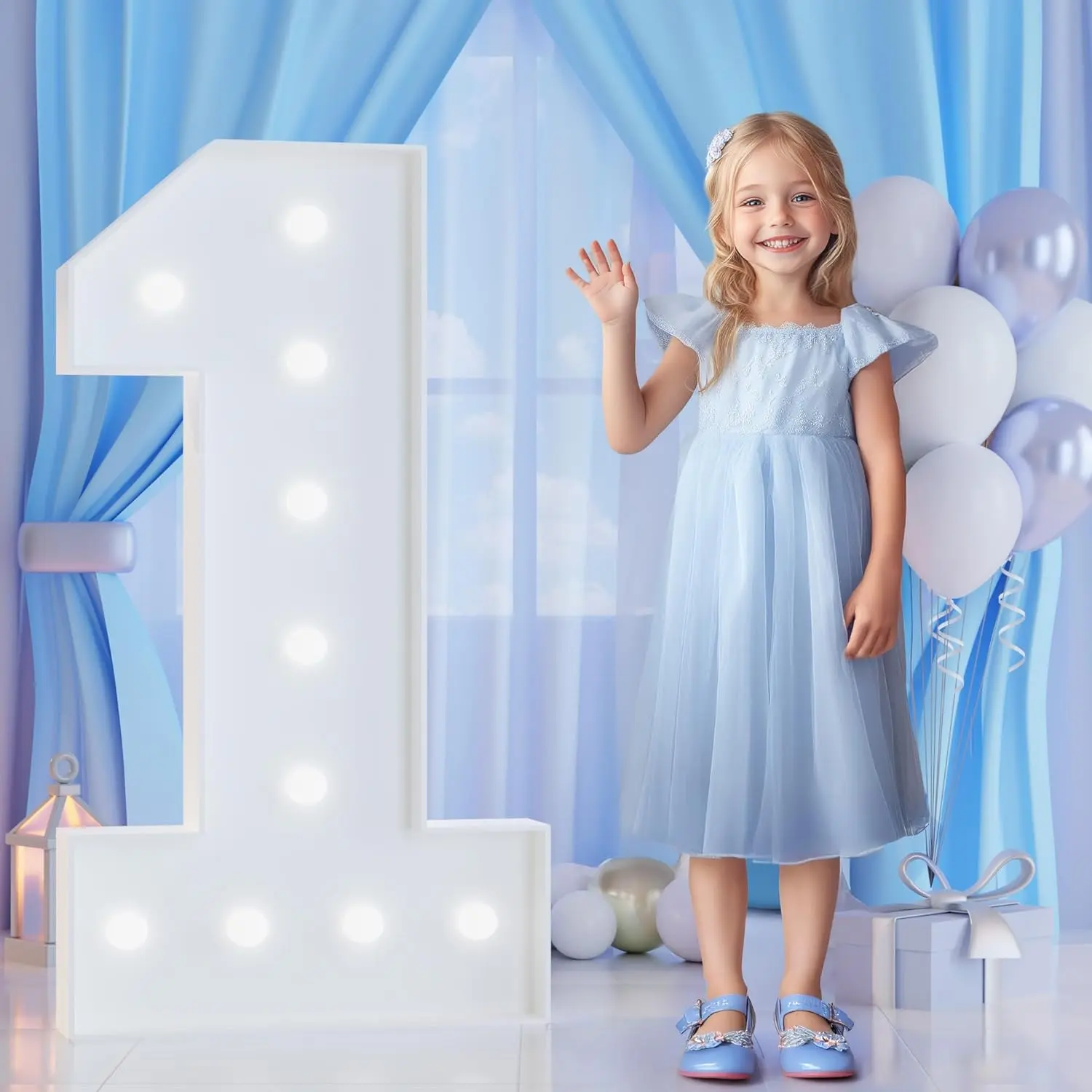 Marquee Numbers 4  Tall, Large Light Up  for 1st Birthday Party Decorations, Anniversary Decor, Big  Sign for Backdrop, Pre-Cut  Board Kit